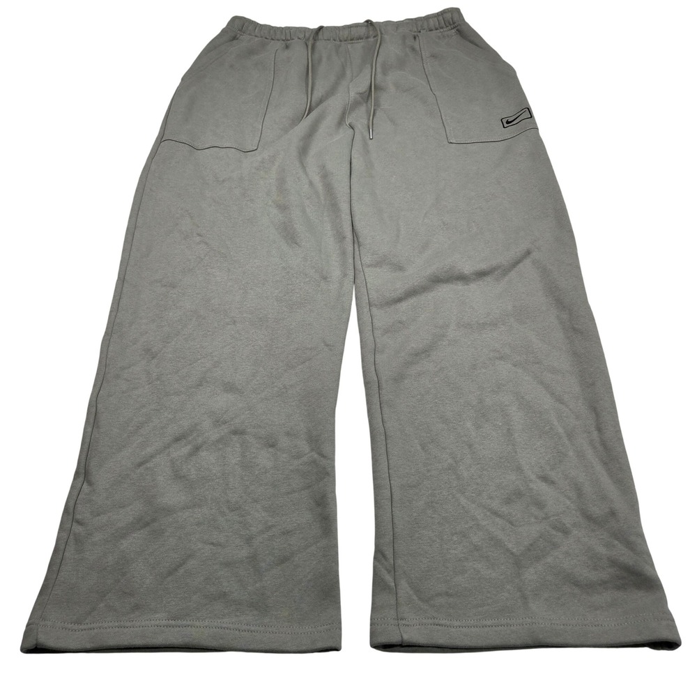 Nike IQ2768-320 Wide Leg Fleece Sweatpants Mens 2XL Olive Green Relaxed Fit